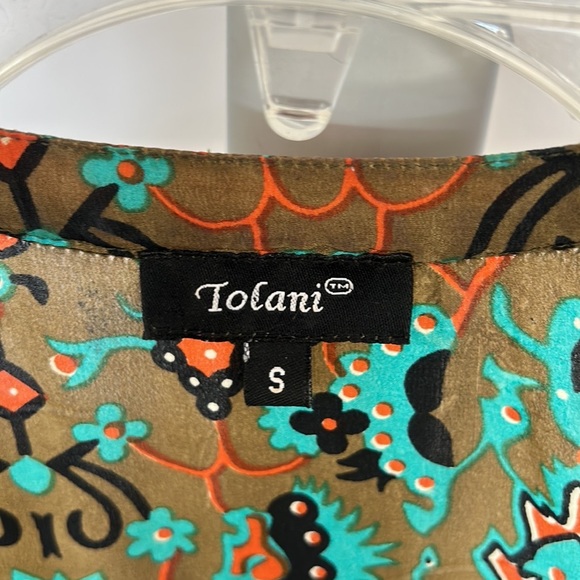 Tolani Boho Reva Silk Mini Dress Sz S peasant Elephant Festival V neck - Picture 8 of 8